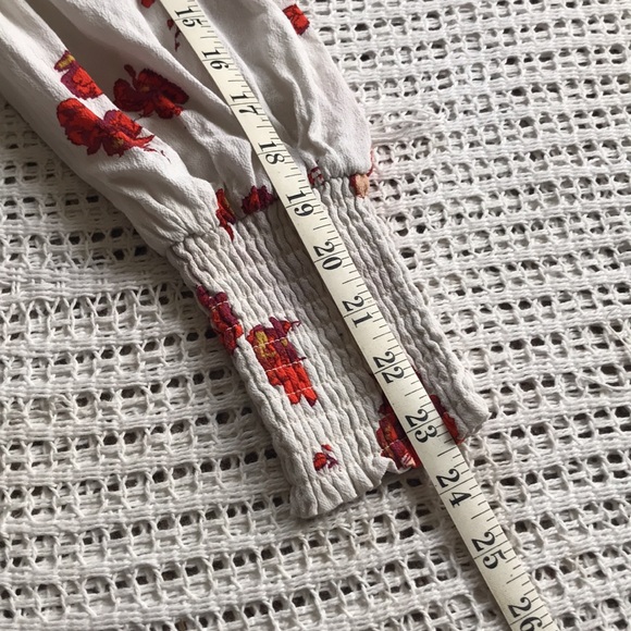 FREE PEOPLE Medium Long Sleeve Maxi Dress Floral Shirred V-Neck Cottage Prairie - Picture 9 of 11